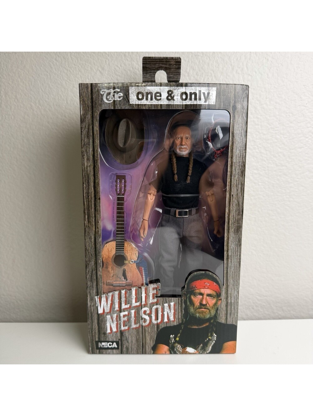 NECA Willie Nelson The One & Only 8 in Action Figure Trigger Guitar Hat Bandana